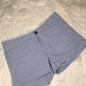 H&M L.O.G.G. Blue White Pinstripe Cuffed Shorts 4